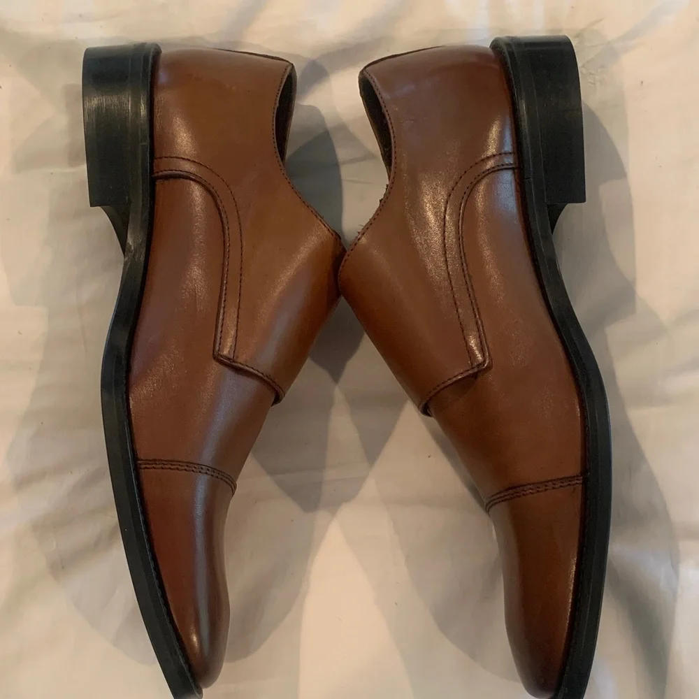 Men's Double Monk Strap Dress Shoes in Brown Leather